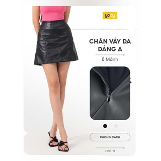 [SALE OFF] Chân váy da nữ YODY dáng chữ A 8 mảnh CVN7175