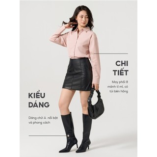 [SALE OFF] Chân váy da nữ YODY dáng chữ A 8 mảnh CVN7175
