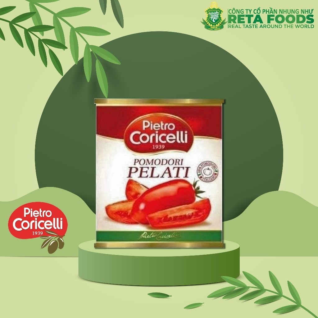Cà chua lột vỏ Pietro Coricelli Pomodori Pelati 2.5kg, Cà chua đóng hộp nấu sốt, nấu súp [Date 08.2027]