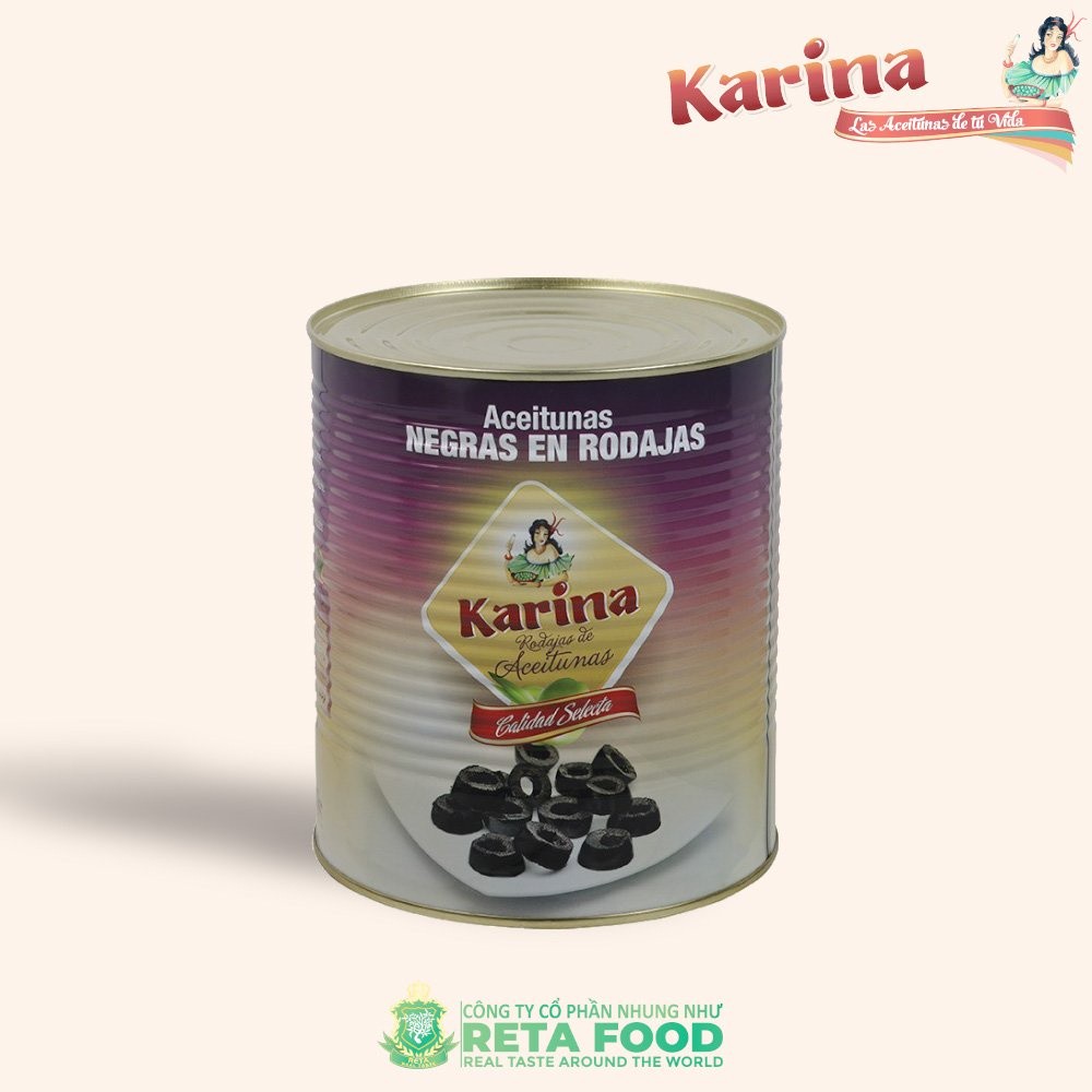 Trái oliu đen cắt lát Karina Spanish Sliced Black Olive 3055gr [Date 31-12-2026]