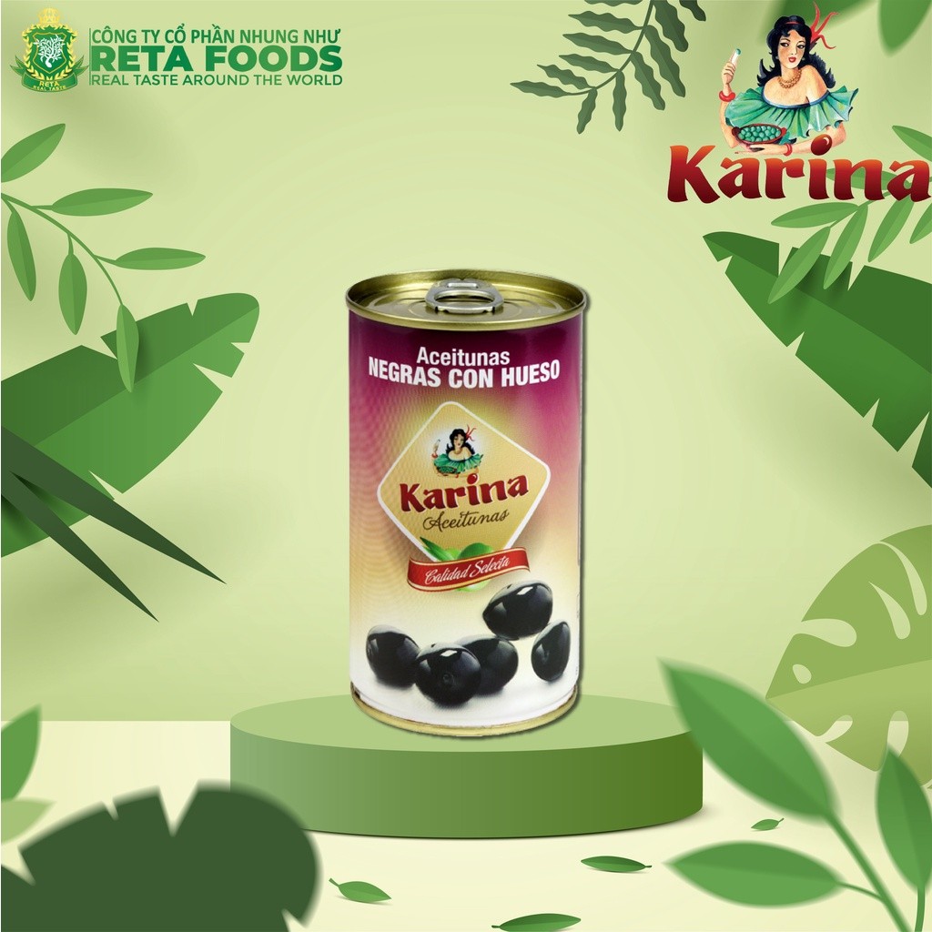 Trái oliu đen nguyên hạt Karina Spanish Whole Black Olive 350gr