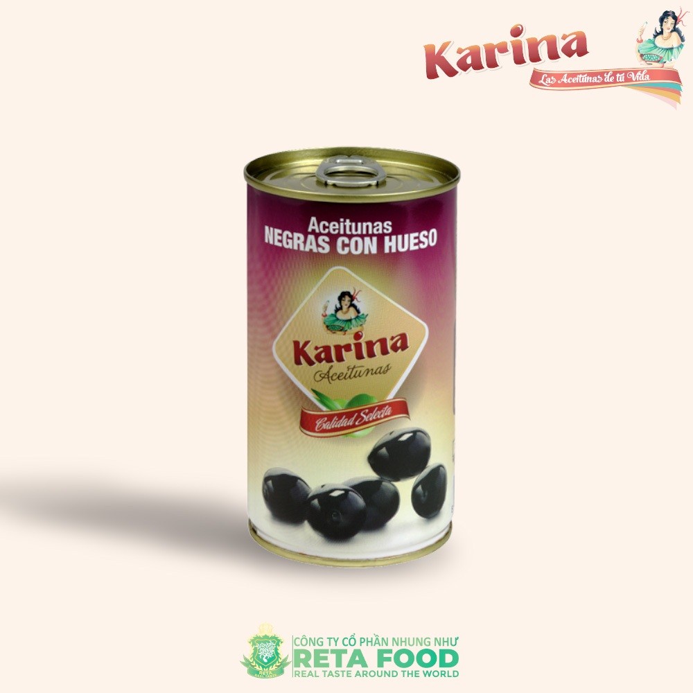 Trái oliu đen nguyên hạt Karina Spanish Whole Black Olive 350gr