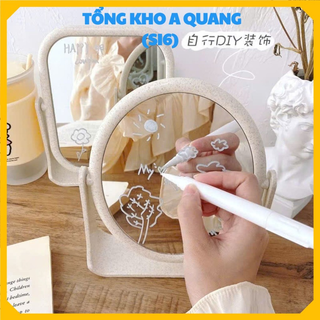 Gương Lúa Mạch Thiết Kế Tối Giản,Gương Để Bàn 2 Mặt Chất Liệu Cao Cấp - GƯƠNG TRANG ĐIỂM ĐỂ BÀN CÓ THỂ XOAY 360 ĐỘ