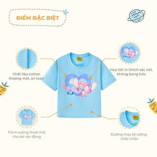 Áo thun tay ngắn in hình cô bé tóc xù, Stitch bé gái Rabity 92257