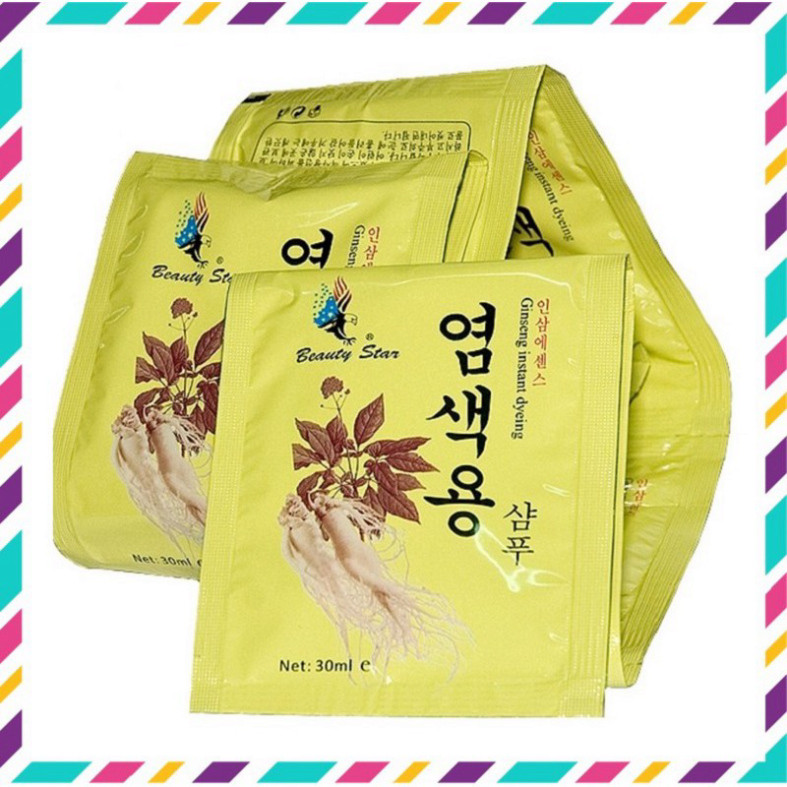 [ Trợ Giá ] Dầu Gội Nhuộm Đen Tóc Beauty Star Hàn Quốc, Combo 10 Gói * 30ml