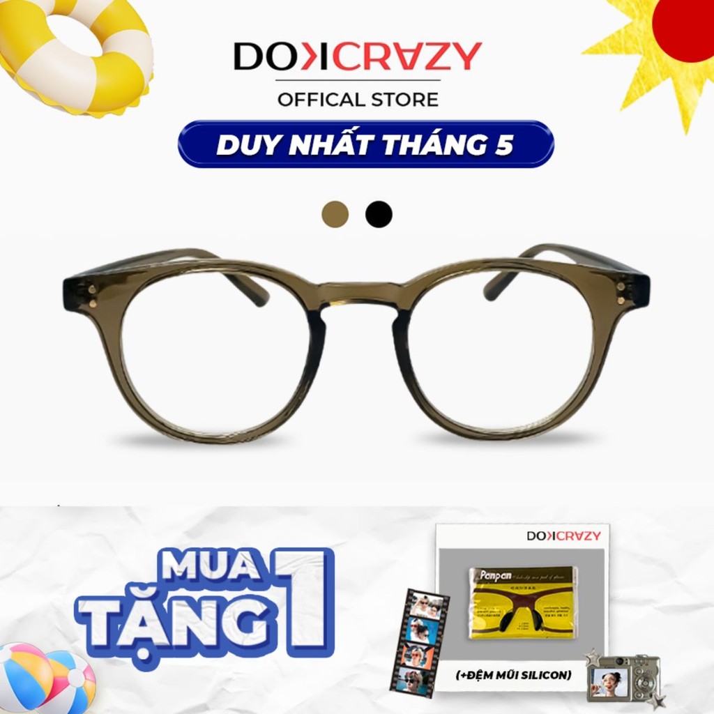 Ảnh Gọng kính mắt tròn DOKCRAZY LECO nhựa sinh học cao cấp, dáng Hàn Quốc, chống ánh sáng xanh, UV400 1
