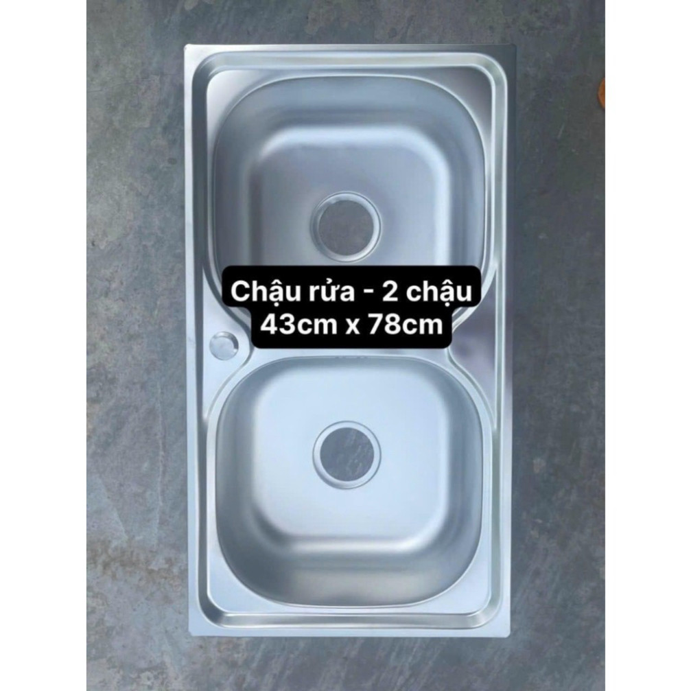🔥 CHẬU RỬA INOX 2 NGĂN KÈM KỆ 2 TẦNG ĐỂ CHÉN – TIỆN LỢI & CHẮC CHẮN 🔥
