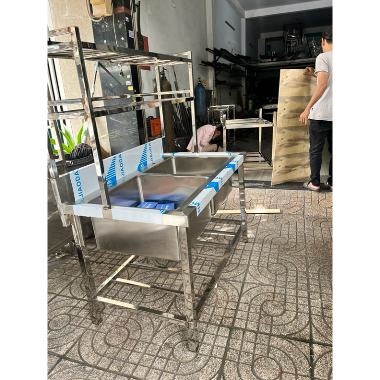 🔥 CHẬU RỬA INOX 2 NGĂN KÈM KỆ 2 TẦNG ĐỂ CHÉN – TIỆN LỢI & CHẮC CHẮN 🔥