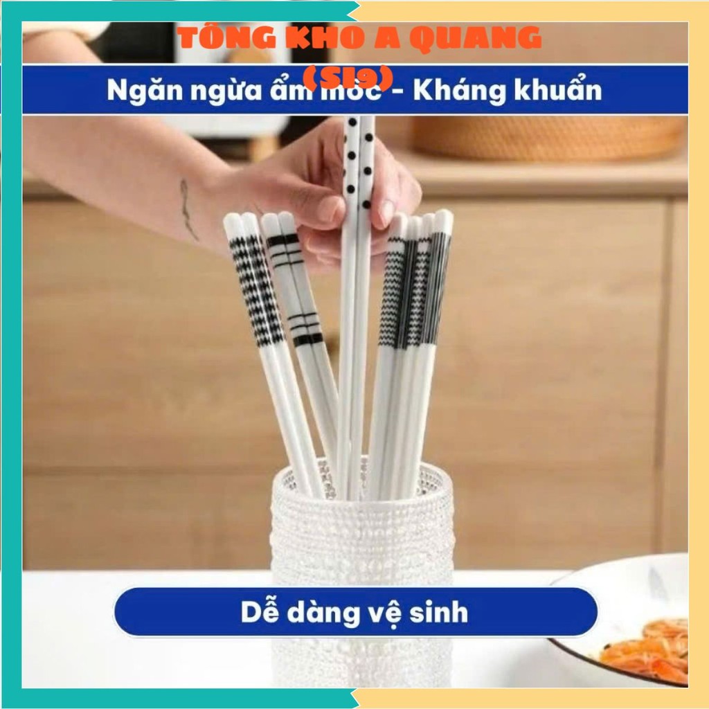 Hộp 5 đôi đũa gốm sứ cao cấp LVS Nhật Bản chịu nhiệt tốt chống trơn trượt kèm hộp sang trọng