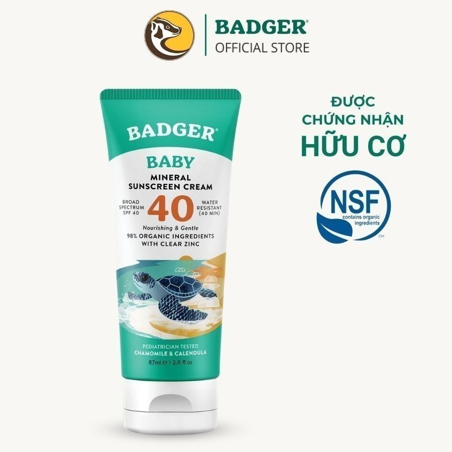 Ảnh Kem chống nắng vật lý cho em bé BADGER SPF 40 Baby sunscreen cho trẻ sơ sinh từ 6 tháng - 87mL 1