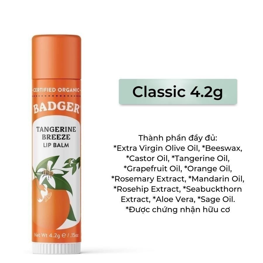Ảnh Son dưỡng môi hữu cơ BADGER Tangerine Breeze Lip Balm USDA Organic - 4.2g 1
