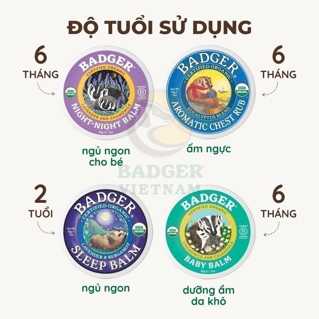 Ảnh Sáp dầu hữu cơ dưỡng da em bé BADGER Baby organic balm dưỡng ẩm cho da khô, ngừa hăm an toàn cho trẻ sơ sinh – 21g 56g 2