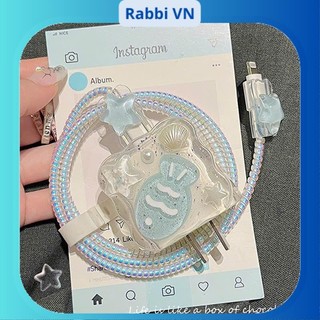 [Cá Đại Dương ] Bộ phụ kiện bảo vệ củ sạc và cáp sạc cho iphone PD18/20W bằng silicon cao cấp RABBI