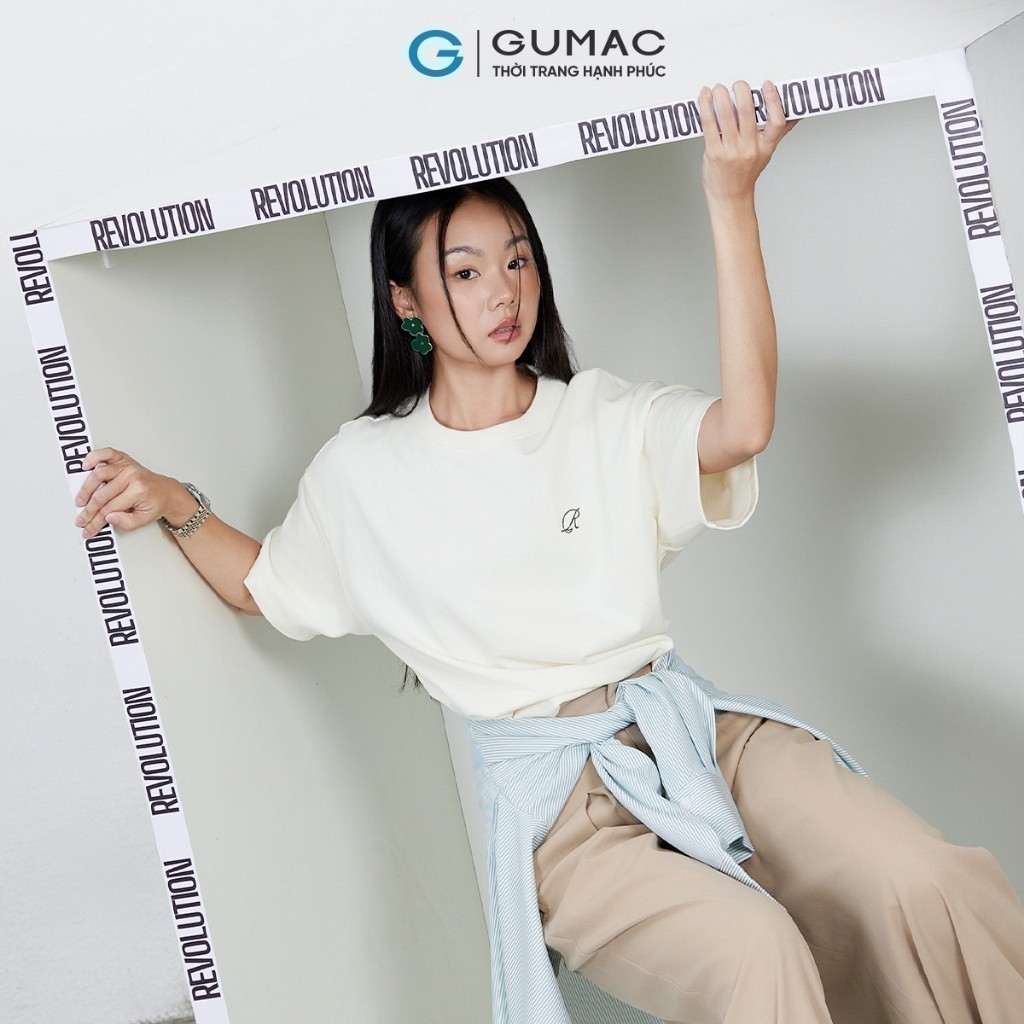 Ảnh Áo thun thêu R thời trang Gmorning - GUMAC YATE12072 2