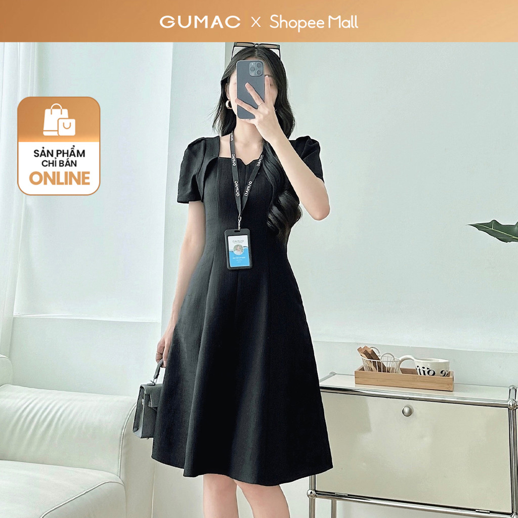 Ảnh Đầm cổ vuông xẻ V thời trang GUMAC LDE0910 1