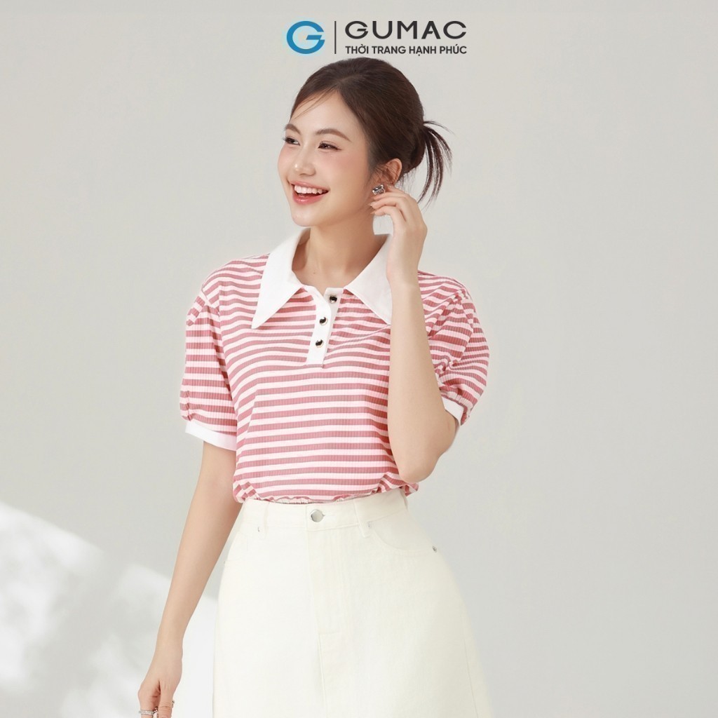 Ảnh Áo polo sọc phối kiểu thời trang GUMAC PLE11036 1