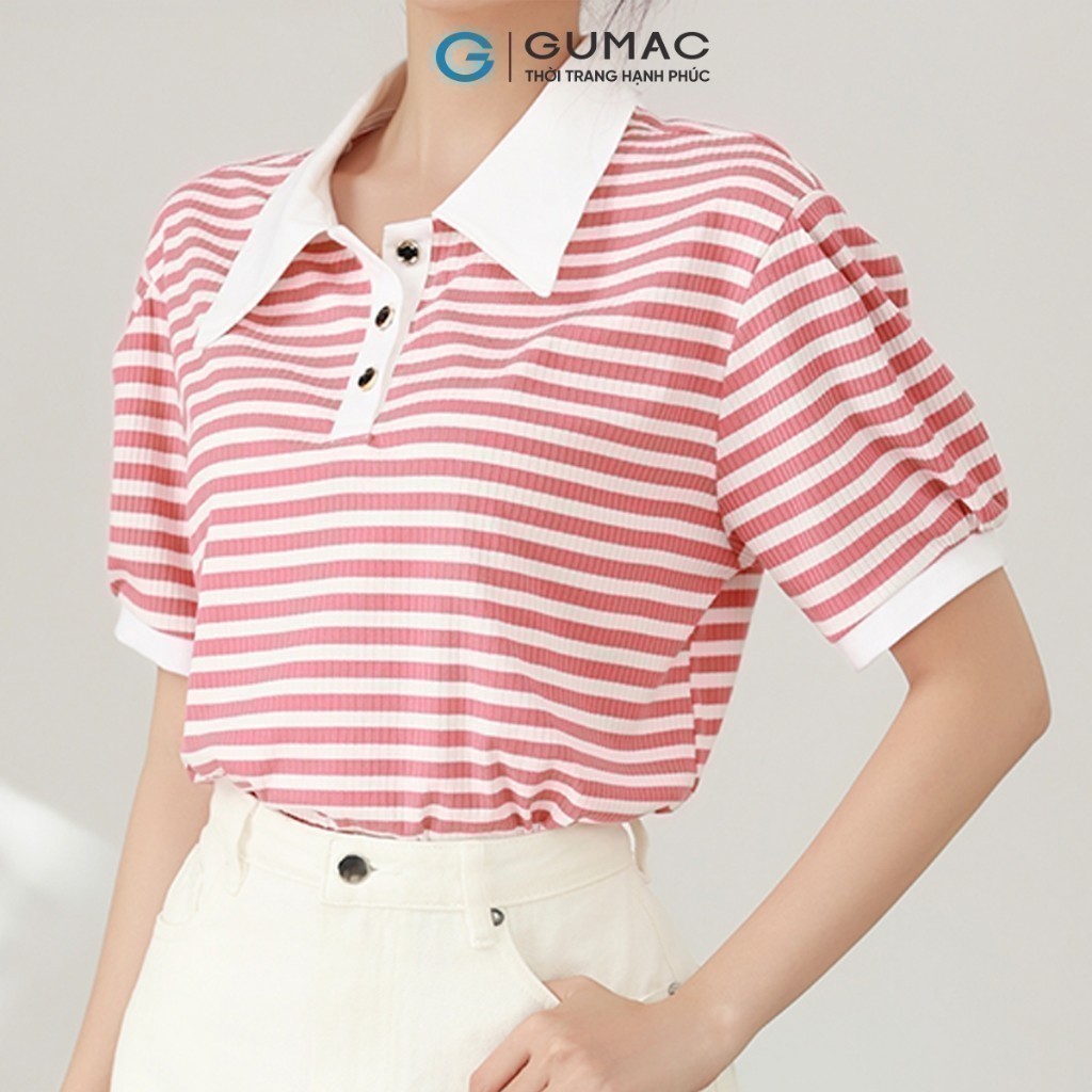 Ảnh Áo polo sọc phối kiểu thời trang GUMAC PLE11036 3
