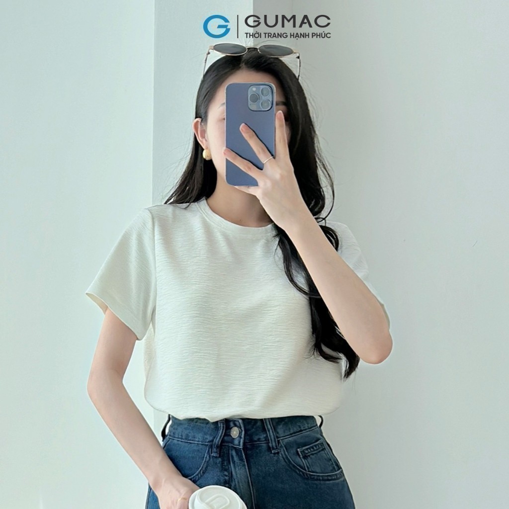 Ảnh Áo thun nữ cố tròn tay ngắn màu trắng - đen thời trang GUMAC LATE1228 2