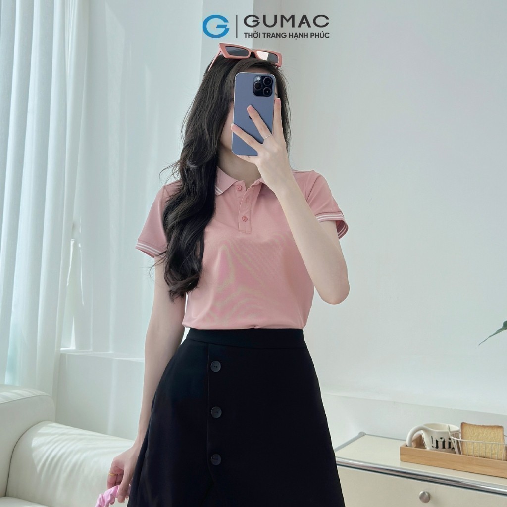 Ảnh Áo polo nữ thun cá sấu thời trang GUMAC phối sọc 2 viền thiết kế đẹp nhiều màu thanh lịch LPLE0917 1