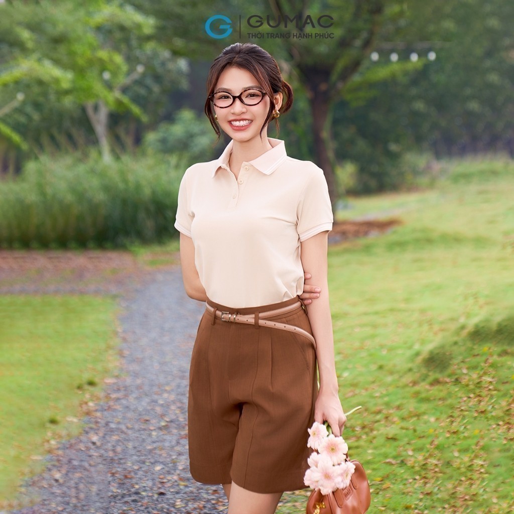 Ảnh Áo polo nữ thun cá sấu thời trang GUMAC phối sọc 2 viền thiết kế đẹp nhiều màu thanh lịch LPLE0917 2