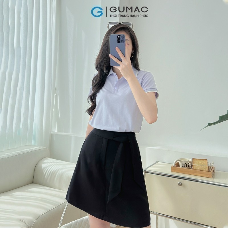 Ảnh Áo thun polo nữ màu hồng - tím thời trang GUMAC có cổ đẹp thiết kế trơn cơ bản thoáng khí PLE03028 2