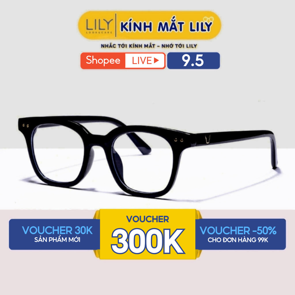 Ảnh Gọng kính cận nam nữ mắt vuông chữ V phụ kiện thời trang Lilyeyewear 682310 1