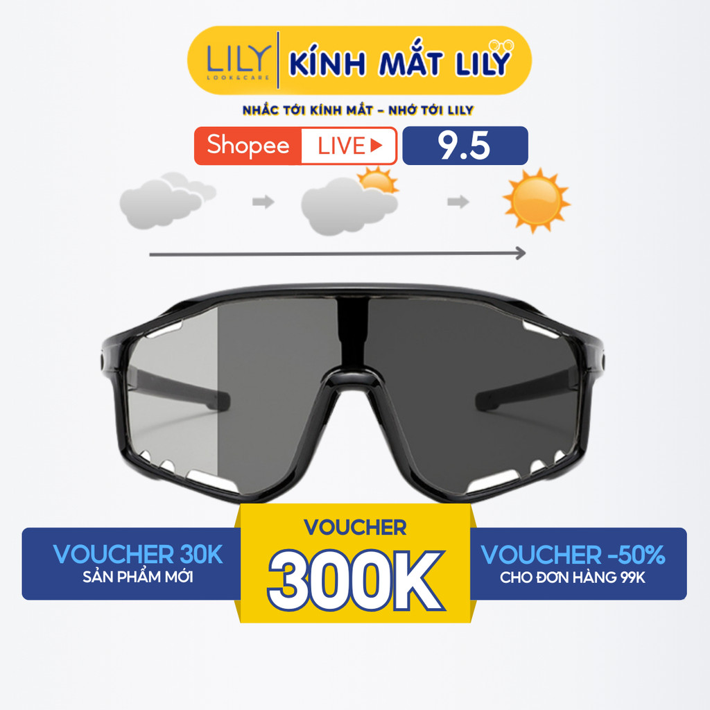 Ảnh Kính mắt đổi màu ghi LILYEYEWEAR chống UV400 chống bụi đa năng bảo vệ mắt thích hợp đi đường và hoạt động thể thao 0117G 1