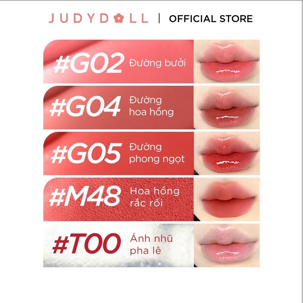 Ảnh JUDYDOLL Combo 2 Son Bóng Mờ Che Phủ Rãnh Môi Không Lem Dưỡng Ẩm Lâu Trôi Màu Sắc Tự Nhiên Dễ Sử Dụng 4