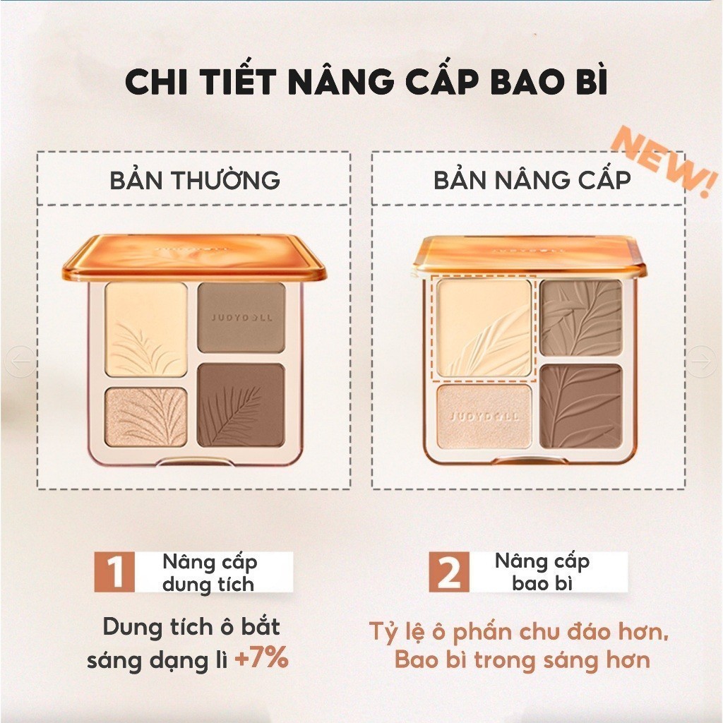 Ảnh Bảng Phấn Bắt Sáng Tạo Khối JUDYDOLL 4 Ô 9g Mỏng Nhẹ Mịn Chuẩn Màu Lâu Trôi Tạo Hiệu Ứng Highlight Bắt Sáng 3D Gloss Highlight & Contour Palette 2