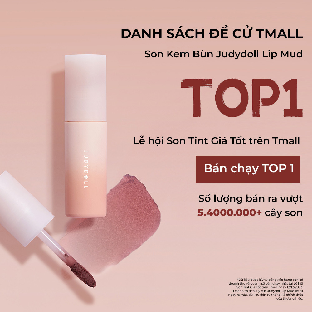 Ảnh Son Kem Bùn JUDYDOLL 3.3g Chất Son Mềm Mịn Như Nhung Che Vân Môi Giảm Thân Môi Lâu Trôi Tôn Da Giữ Ẩm Lâu Bông Mềm 2