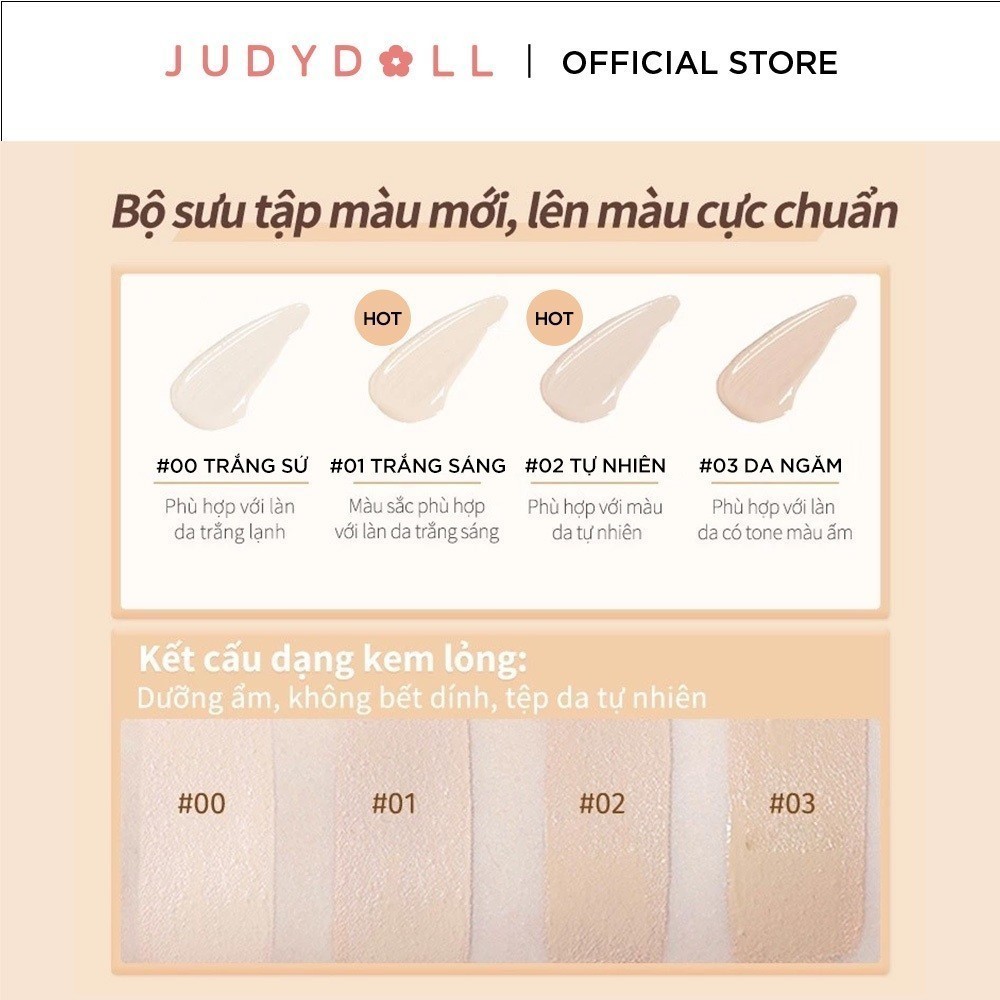Ảnh Kem Che Khuyết Điểm JUDYDOLL 3.2g Che Phủ Siêu Nhẹ Triệt Sắc Giúp Hiệu Chỉnh Màu Da Kiềm Dầu Lâu Trôi Chống Thấm Nước Suốt 24h 2