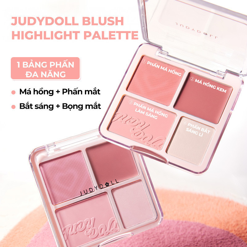 Ảnh Bảng Phấn Má Hồng Bắt Sáng JUDYDOLL 4 Ô Tông Lì Đa Năng Mềm Mịn Trang Điểm Tự Nhiên Lâu Trôi 3