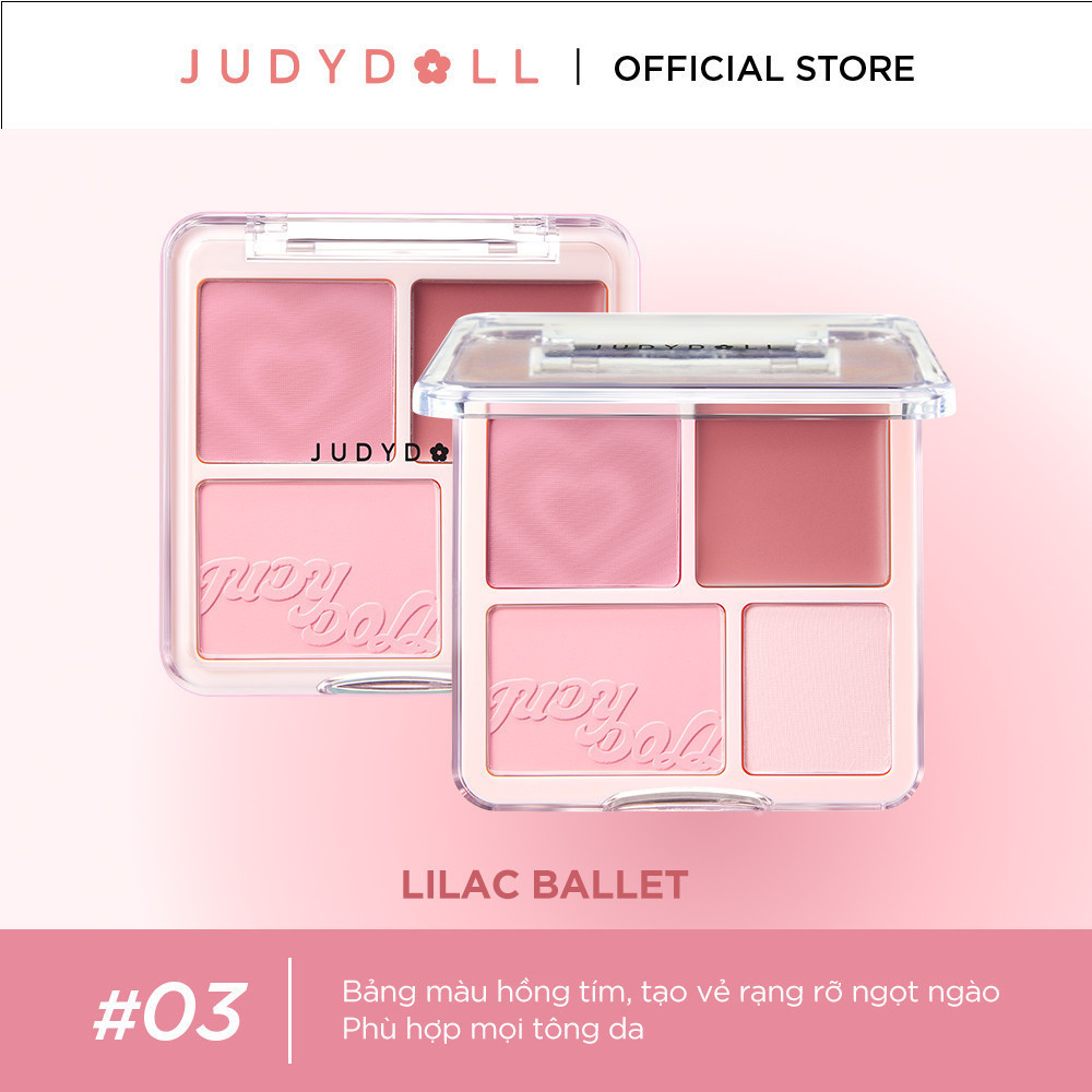 Ảnh Bảng Tạo Khối Bắt Sáng 4 Ô JUDYDOLL & Bảng Má Hồng 4 Ô JUDYDOLL Mỏng Nhẹ Lên Màu Tự Nhiên Mịn Da 2