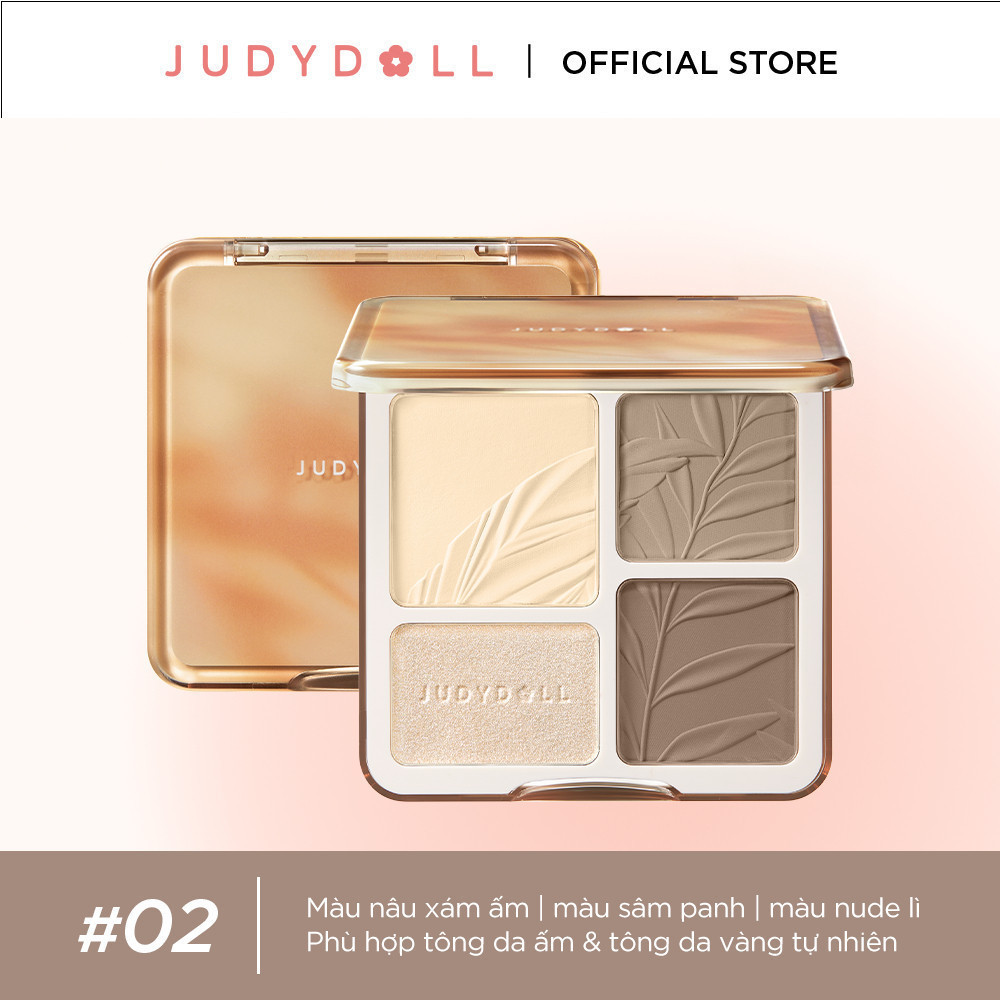 Ảnh Bảng Tạo Khối Bắt Sáng 4 Ô JUDYDOLL & Bảng Má Hồng 4 Ô JUDYDOLL Mỏng Nhẹ Lên Màu Tự Nhiên Mịn Da 4