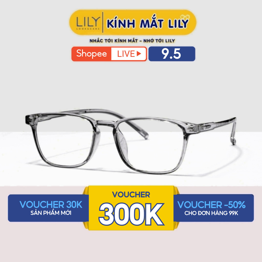 Ảnh Gọng kính cận vuông nam nữ Lilyeyewear chất liệu nhựa dẻo phụ kiện thời trang 22313 1
