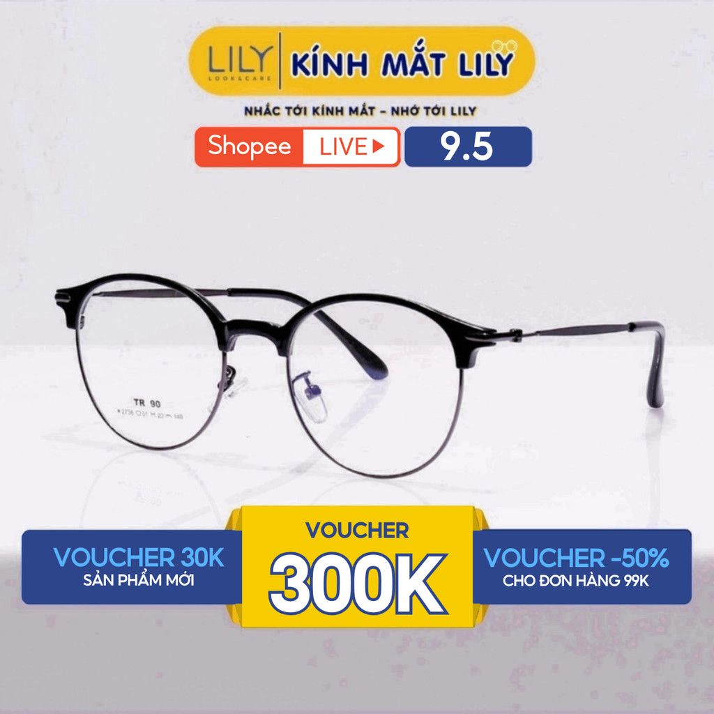 Ảnh Gọng kính cận nam nữ LILYEYEWEAR mắt kính tròn gọng kính kim loại màu sắc thời trang 272336 1
