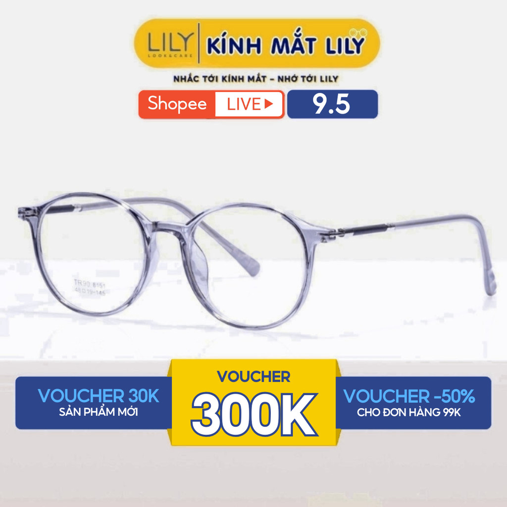 Ảnh Gọng kính cận nam nữ Lilyeyewear gọng bền kiểu dáng mắt tròn kiểu dáng thời trang 8151 1