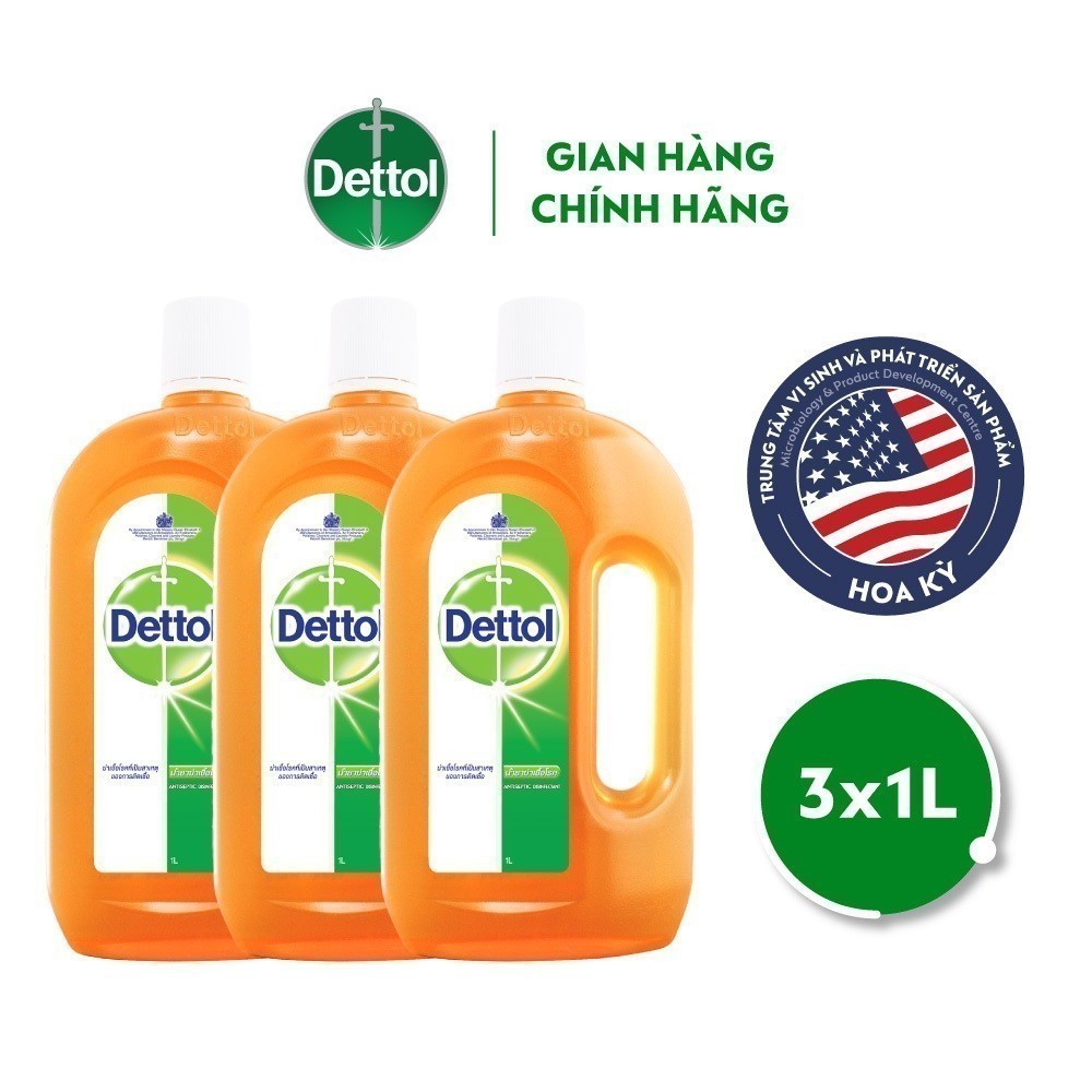 Ảnh Combo 3 Dung Dịch Diệt Khuẩn Khử Mùi Đa Năng Dettol, Chai 1L 1