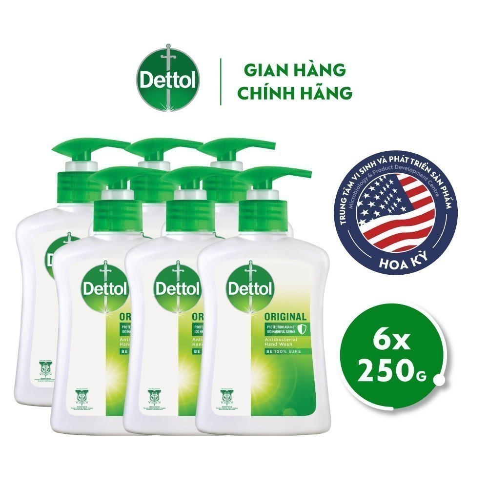 Ảnh Combo 6 chai nước rửa tay Dettol kháng khuẩn - Chai 250g/Chai 1