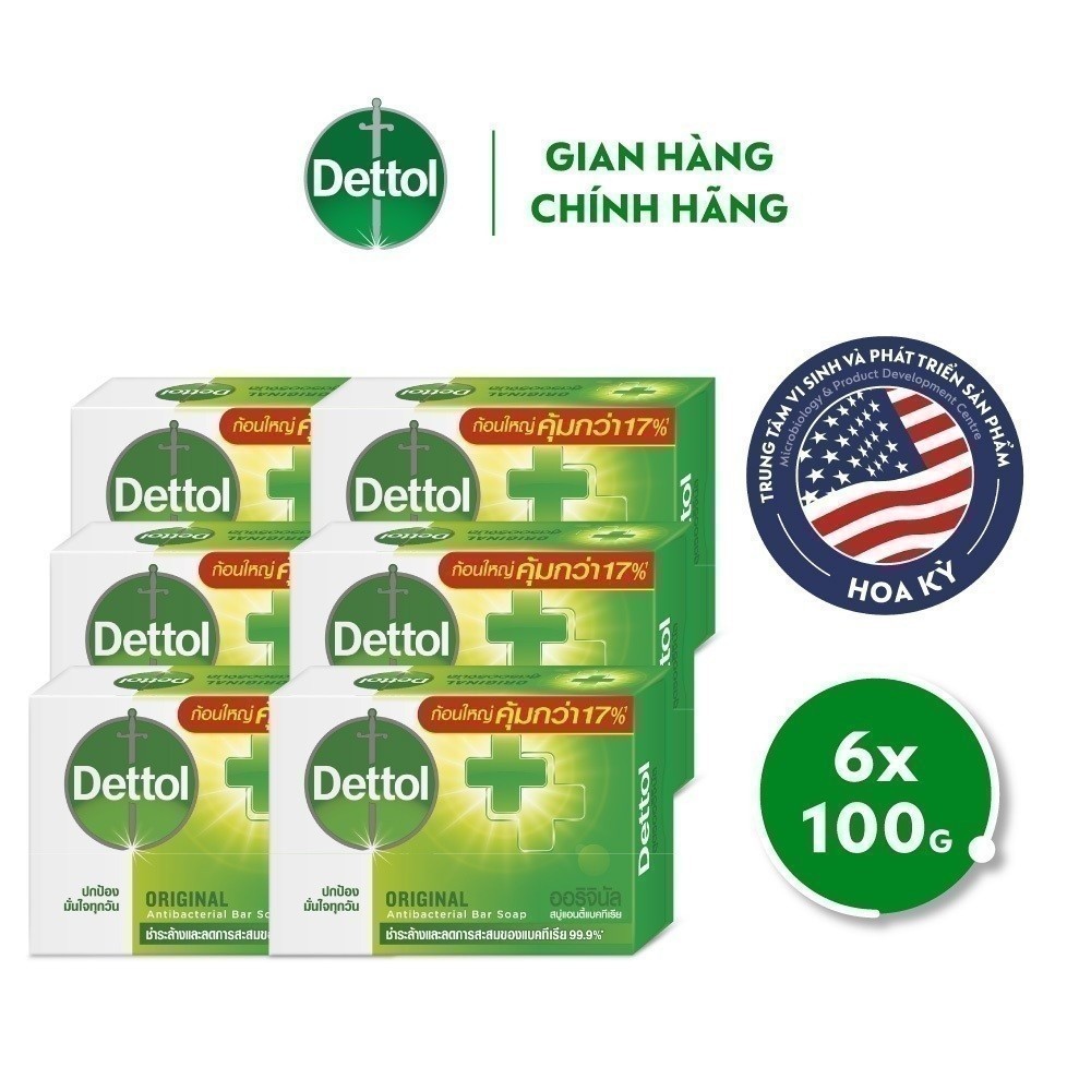 Ảnh Combo 6 xà phòng Dettol kháng khuẩn hương tinh dầu thông 100G 3