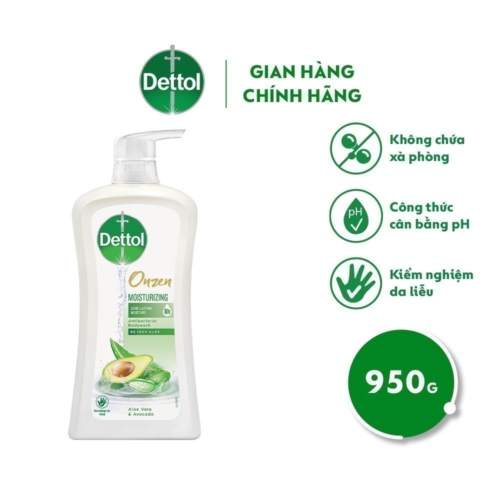Ảnh Sữa tắm Dettol Onzen kháng khuẩn dưỡng ẩm bơ & lô hội - chai 950g 1