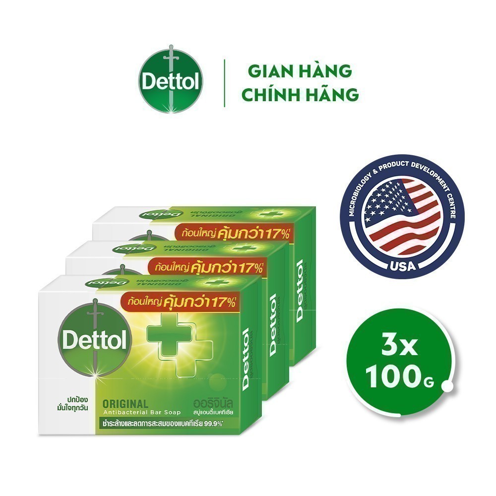 Ảnh Combo 3 xà phòng Dettol kháng khuẩn hương tinh dầu thông 100G x 3 2