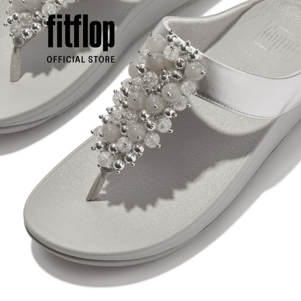 Xăng Đan Nữ FitFlop FINO Bauble-Bead Toe-Post - Silver - FOT - HI9-011