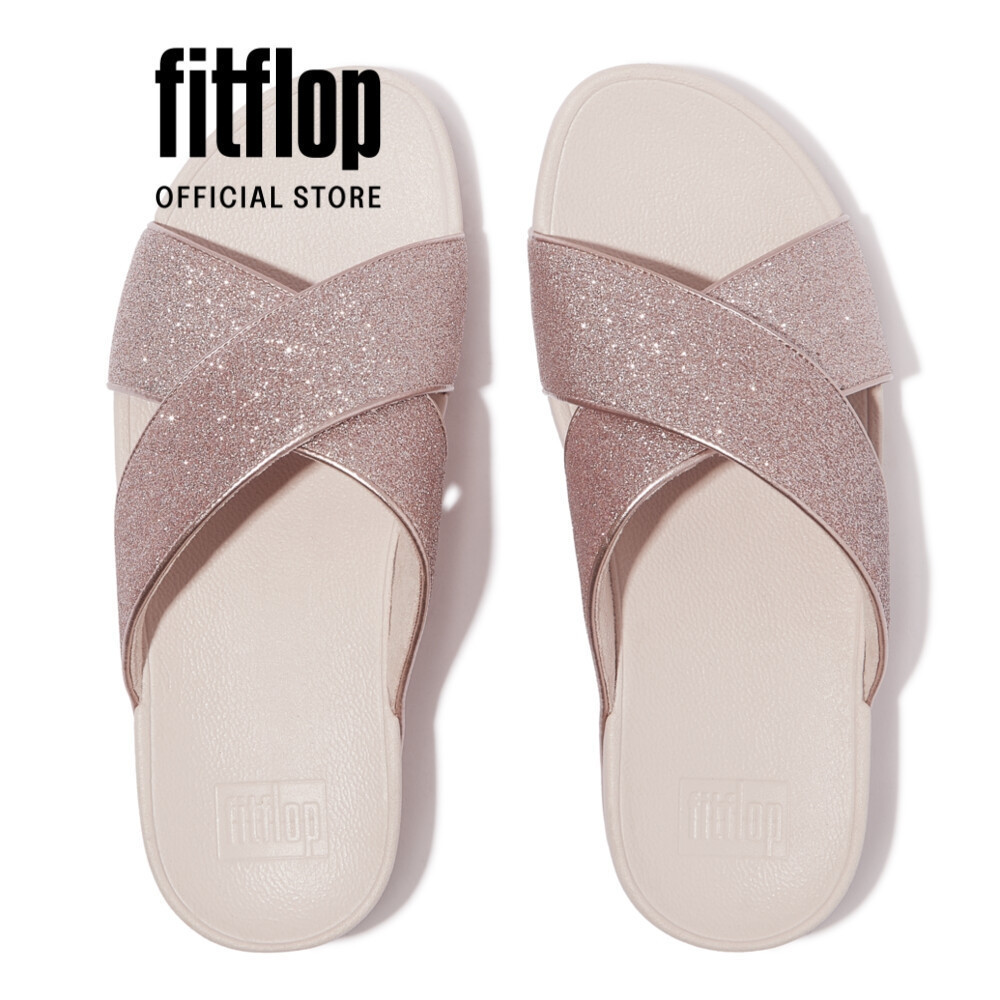 Dép Xăng Đan Nữ FitFlop LULU Lấp Lánh Chéo - Rose Gold - FOT - IK6-C53