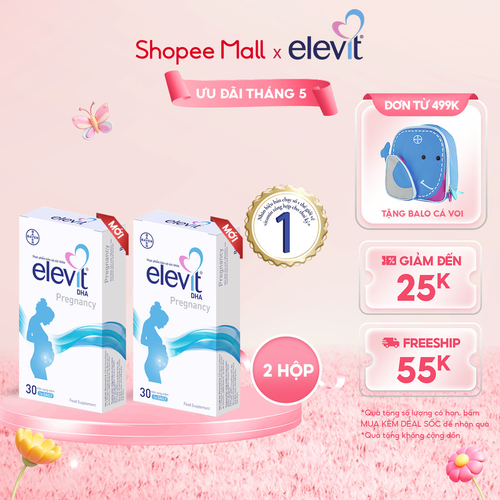 Ảnh Bộ 2 hộp Elevit DHA Thực phẩm bảo vệ sức khỏe cho phụ nữ đang mang thai 1
