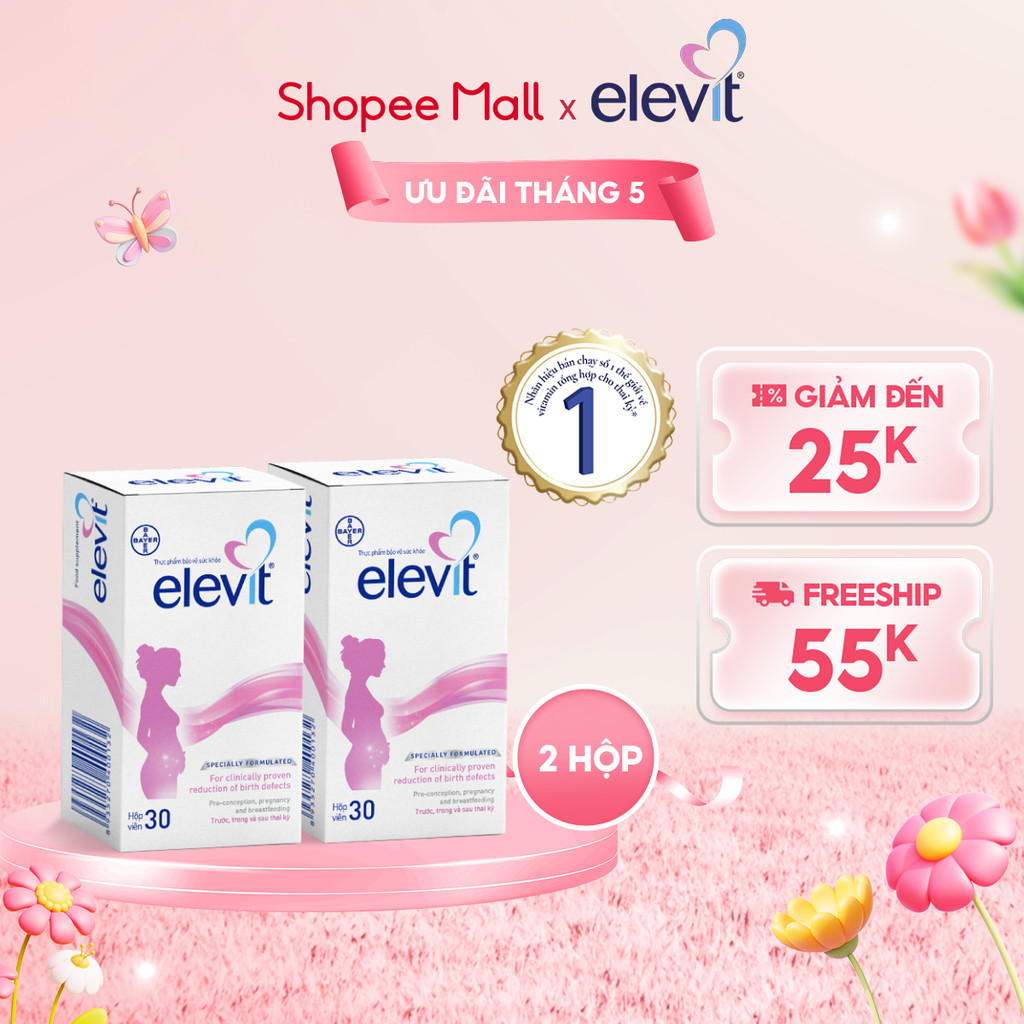 Ảnh Bộ 2 Hộp Vitamin Bầu Tổng Hợp Elevit Cho Phụ Nữ Trước, Trong và Sau Thai Kỳ (30 Viên/ Hộp) 1