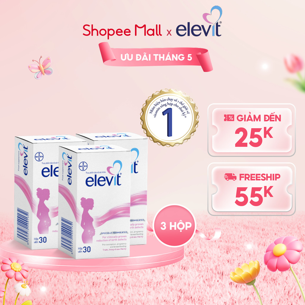 Ảnh Bộ 3 Hộp Vitamin Bầu Tổng Hợp Elevit Cho Phụ Nữ Trước, Trong và Sau Thai Kỳ (30 Viên/ Hộp) 1