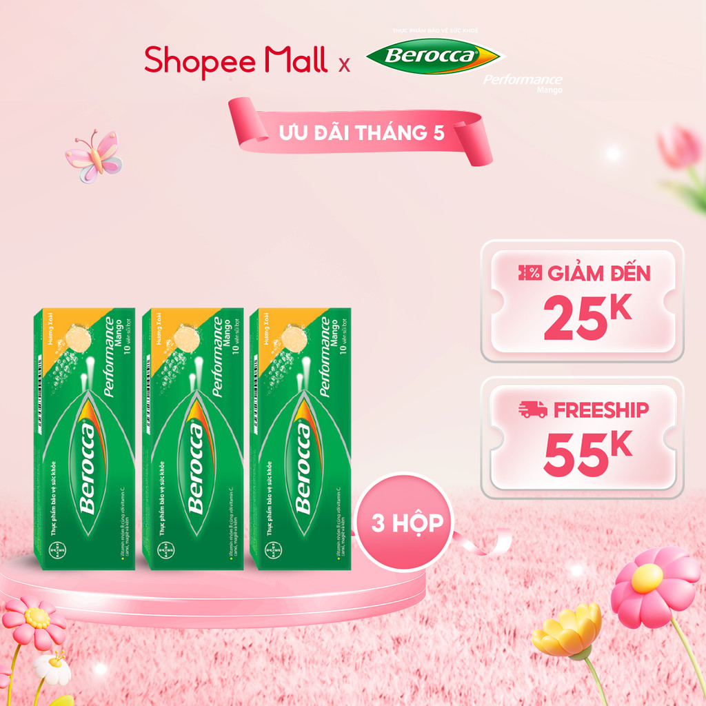 Ảnh Bộ 3 hộp viên sủi bổ sung Vitamin Berocca Performance Mango 10 Viên/hộp 1