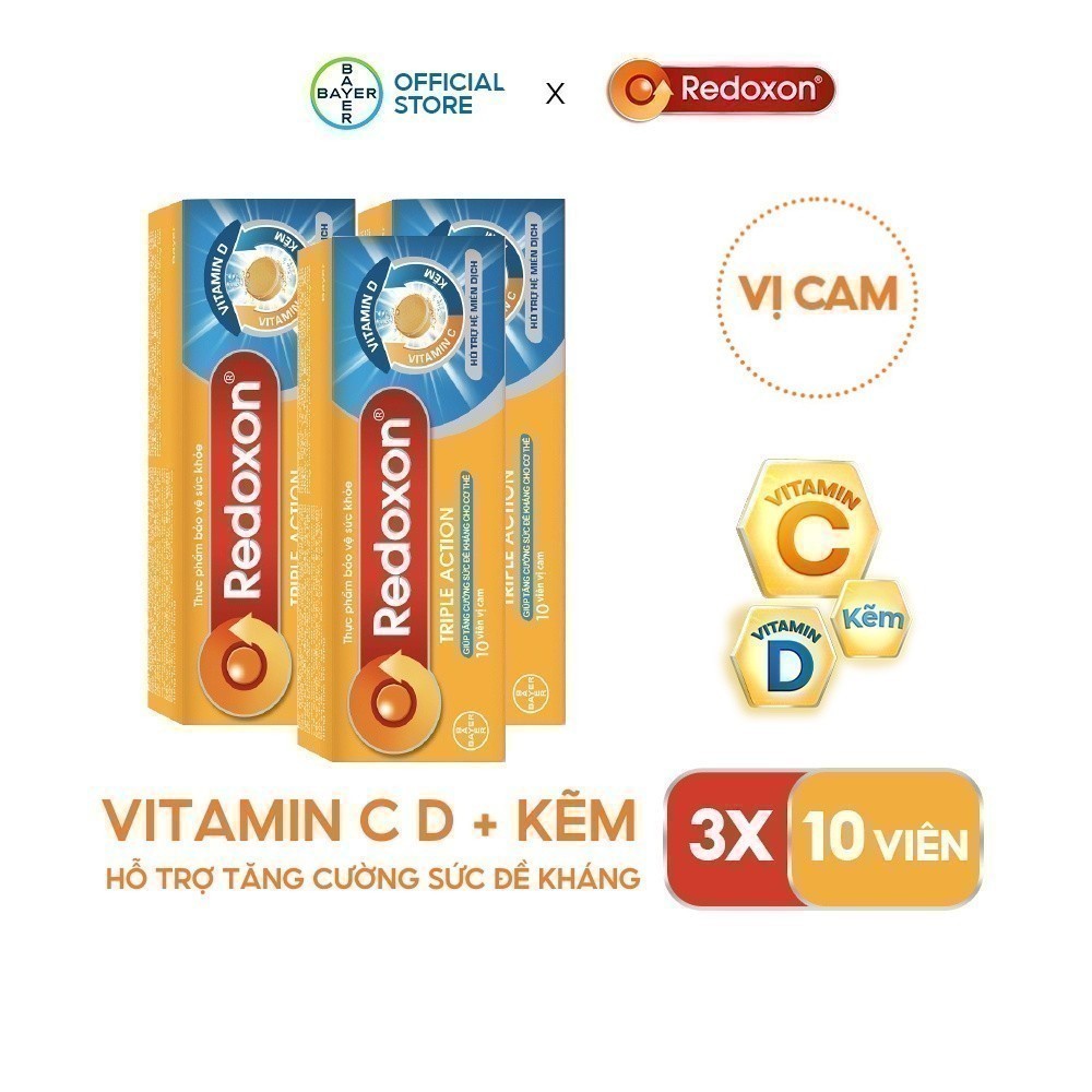 Ảnh Bộ 3 Viên sủi bổ sung Vitamin C, D, và Kẽm Redoxon Triple Action 10 viên/hộp 2