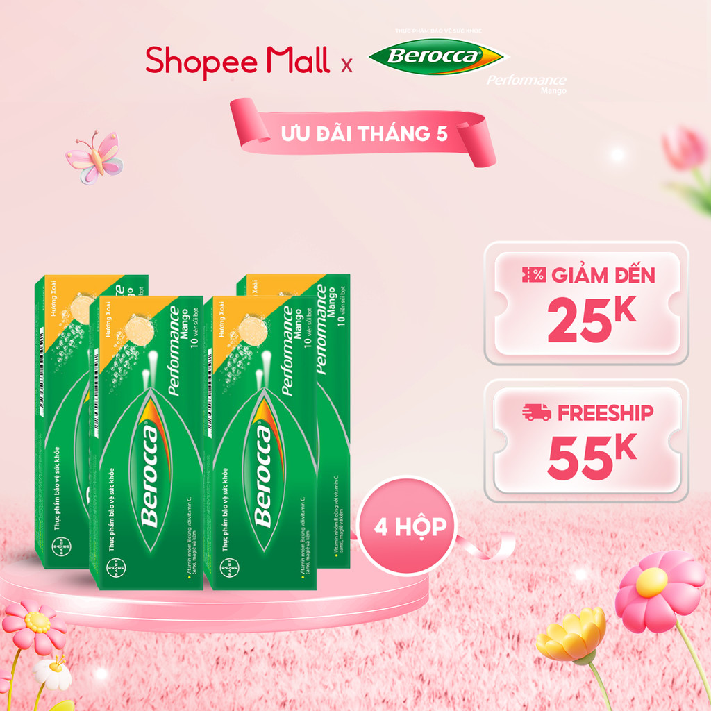 Ảnh Bộ 4 Viên sủi bổ sung Vitamin Berocca Performance Mango 10 Viên / Tuýp 1